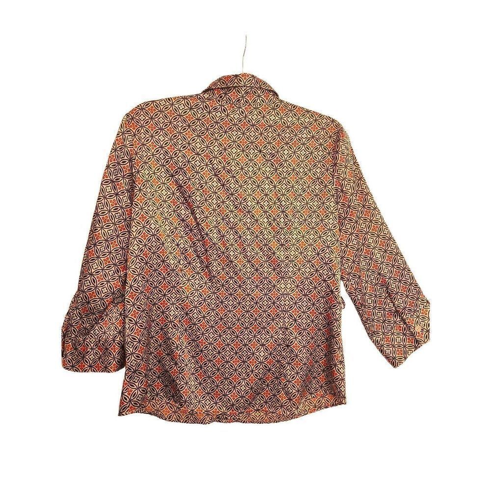 Serenade Oriental Pattern Button Down Blouse Size… - image 2